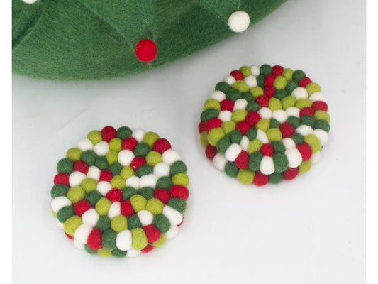 10cm Christmas Felt Ball Coaster