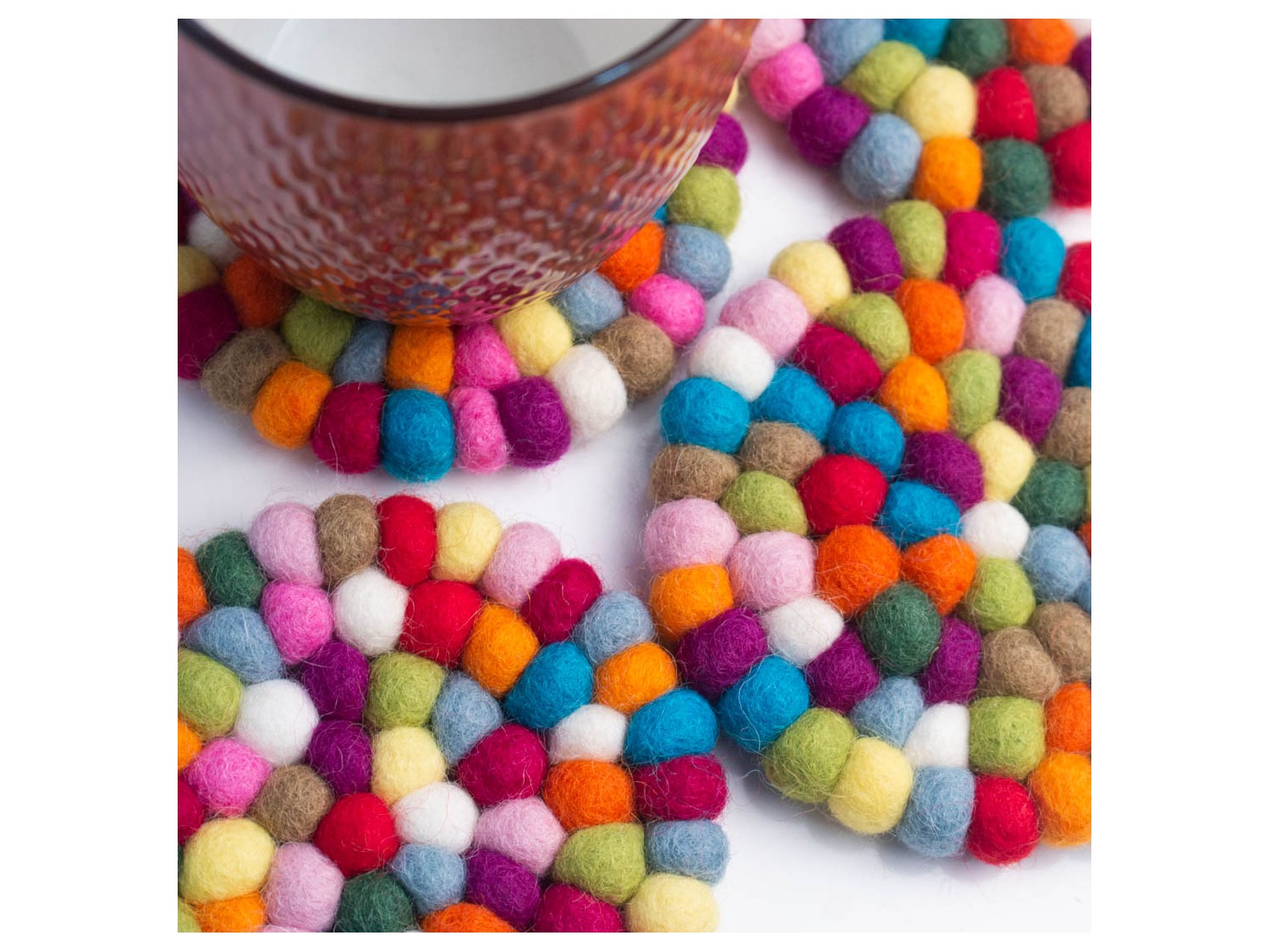 10cm Colorful Felt Ball Coasters