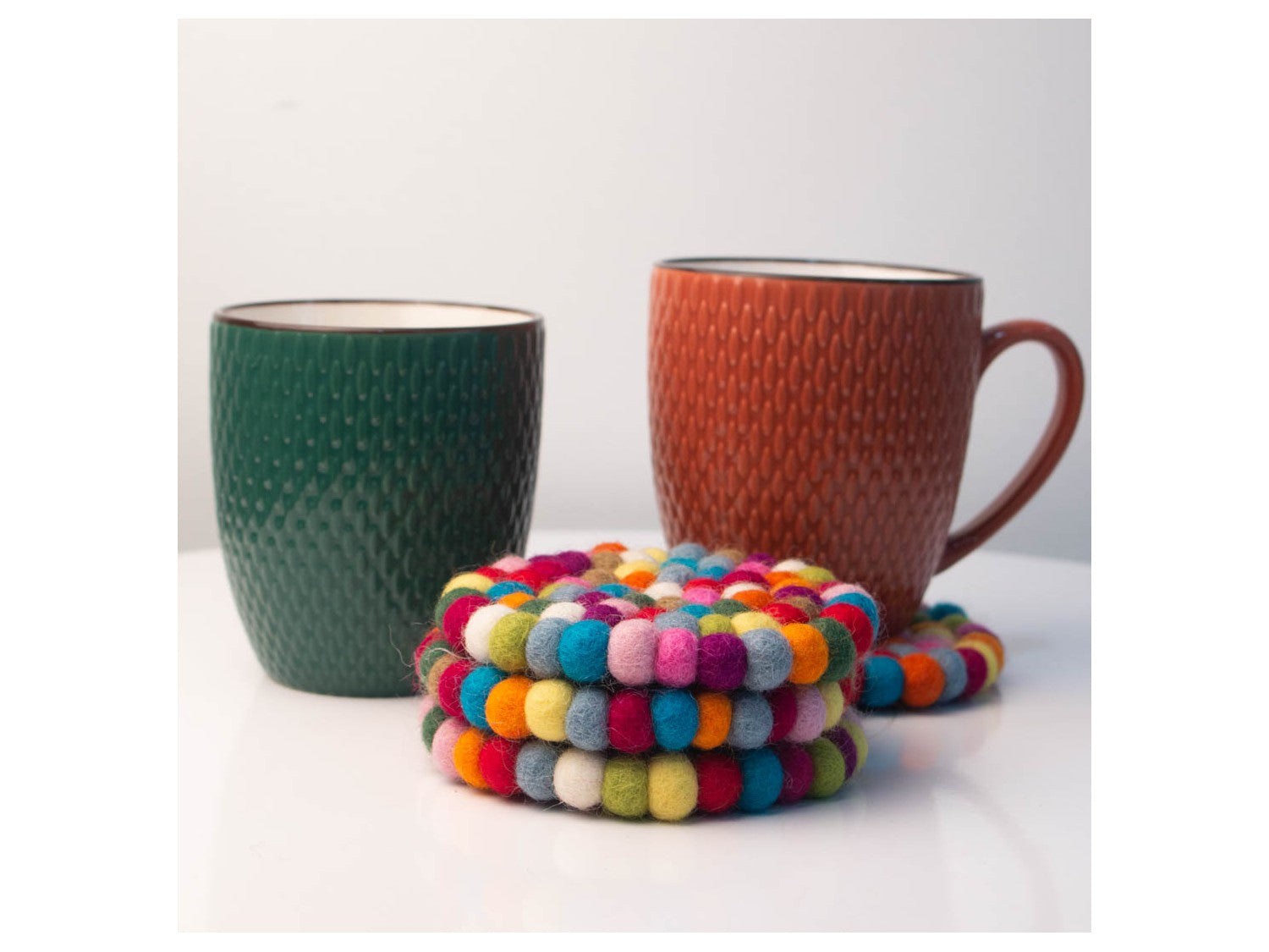 10cm Colorful Felt Ball Coasters