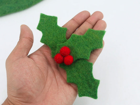 Felt Christmas Holly Mistletoe Ornament