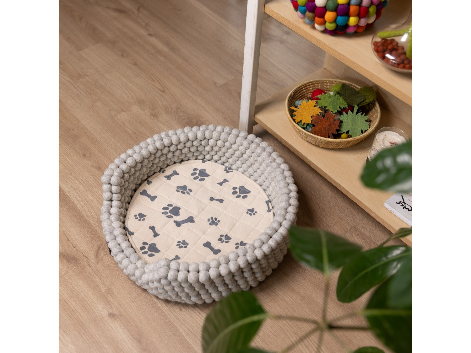 Felt Ball Dog Bed with Removable Cushion