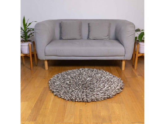 Grey Felt Round Shag Rug