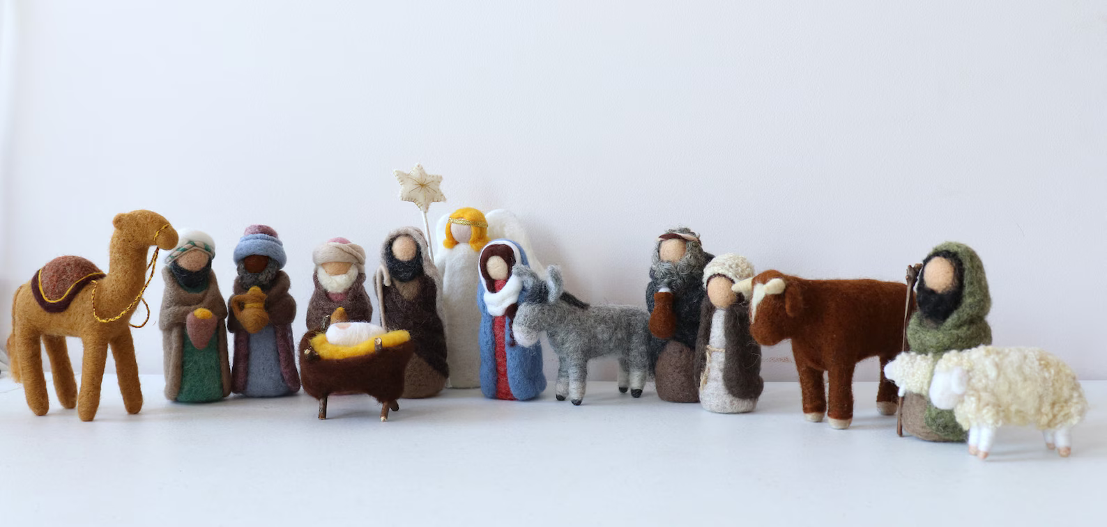 Felted Nativity set 16 Pieces