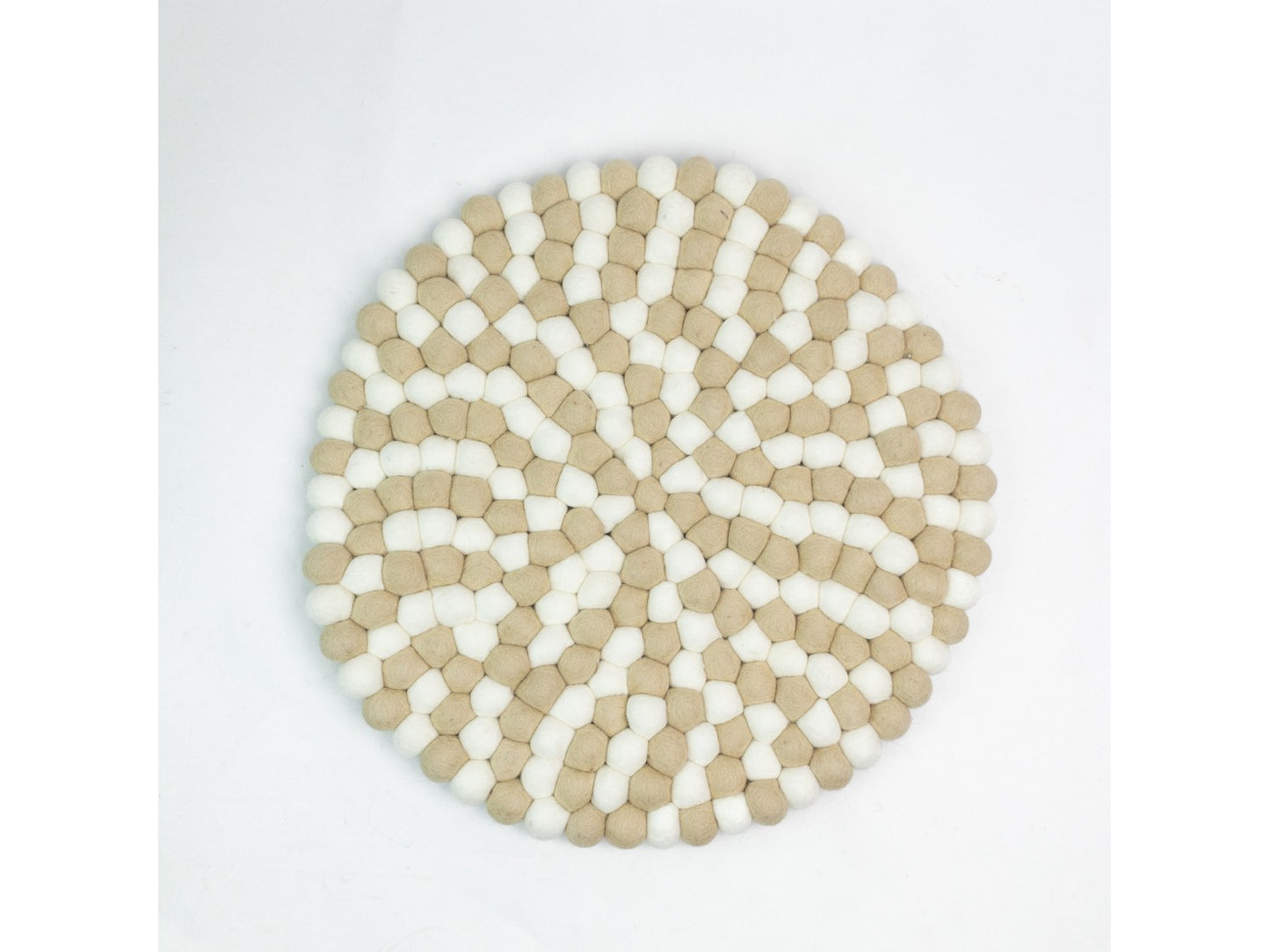 White and Cream Felt Ball Rug
