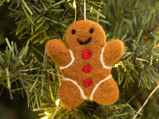 Wool Felt Gingerbread Man Ornament